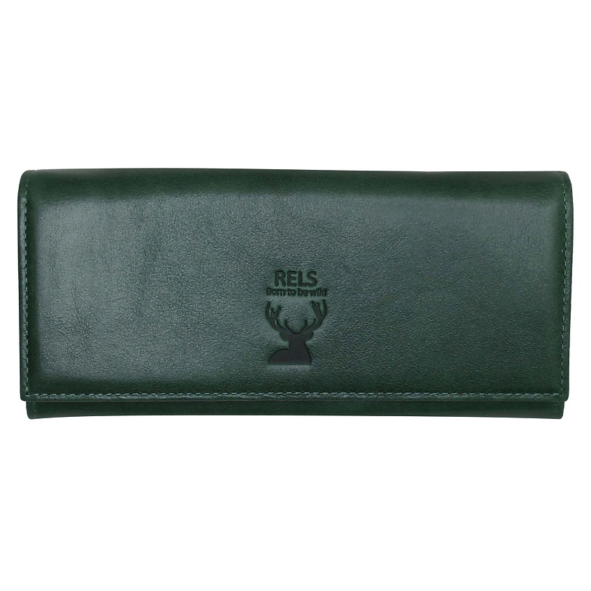 Изображение товара Портмоне RELS Falco Wild из натуральной кожи женский зеленый с отделениями