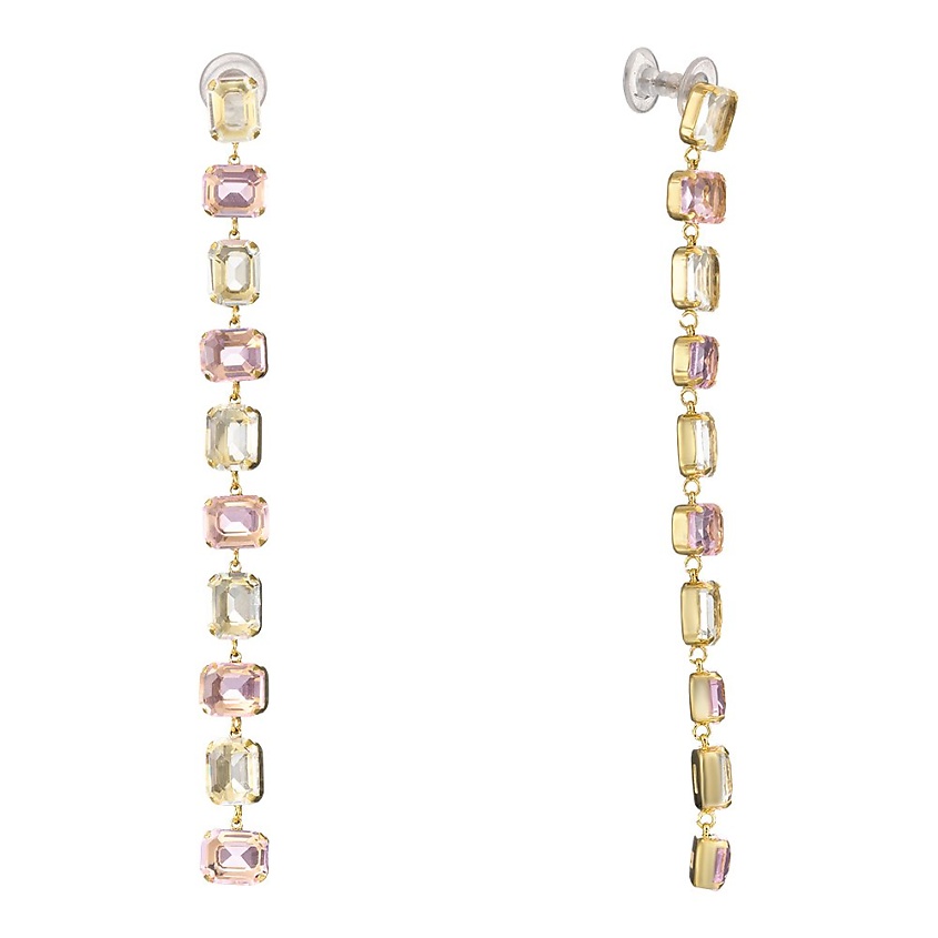 Изображение товара UVI JEWELLERY Золотистые серьги с крупными разноцветными кристаллами, золотой
