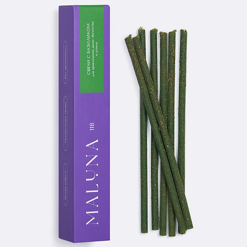 Изображение товара MALUNA Магические зеленые свечи с базиликом, 7 шт