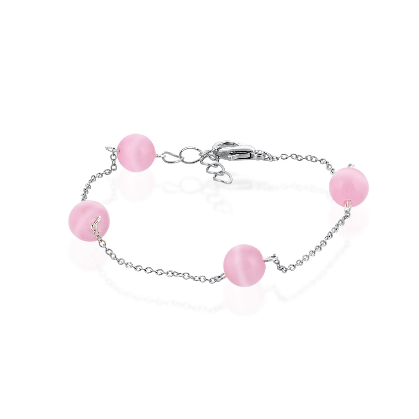 Изображение товара KOSHIKA Браслет Оксфорд с кошачим глазом, цвет: Розовый, размер: 17,5-20,5