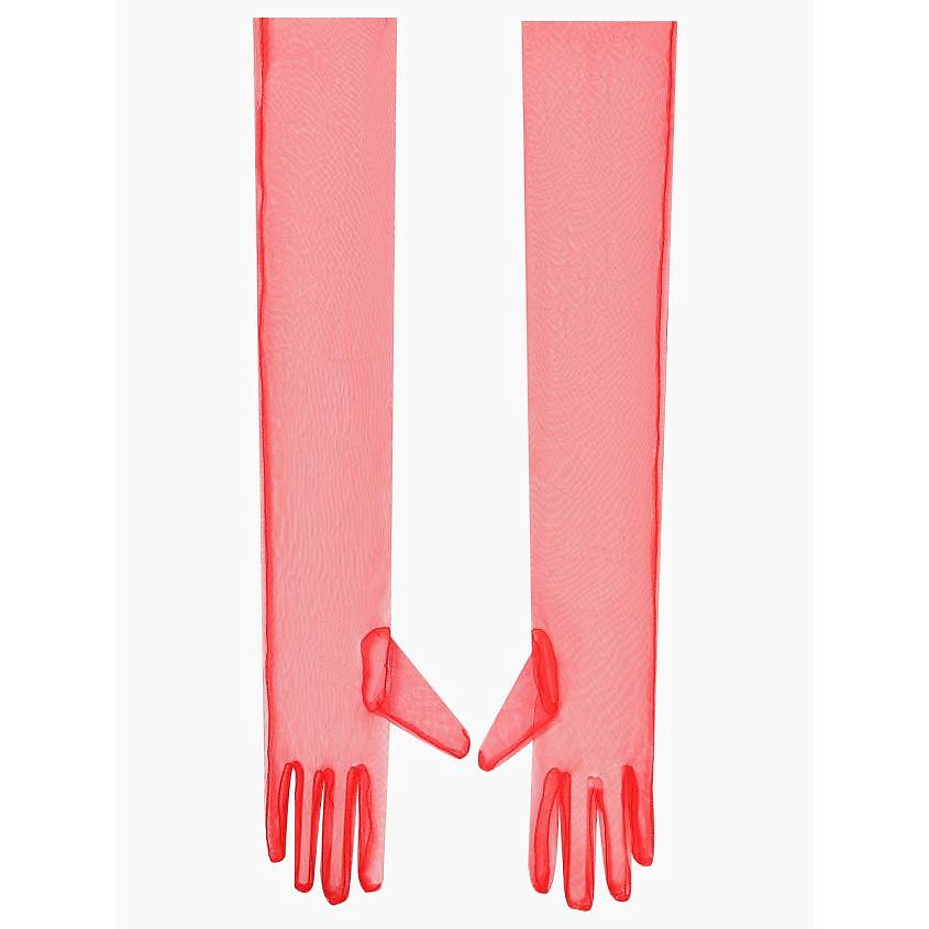 Изображение товара Длинные женские перчатки из сетки красные для вечеринок и карнавалов