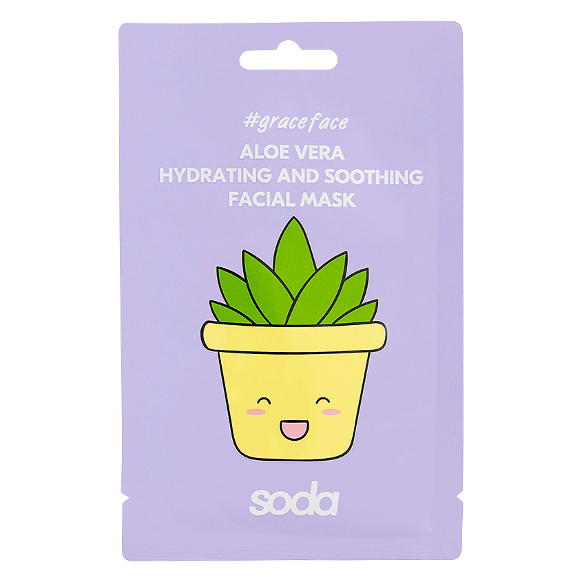 Изображение товара SODA Тканевая маска для лица "увлажняющая и смягчающая с алоэ вера", 1 шт.