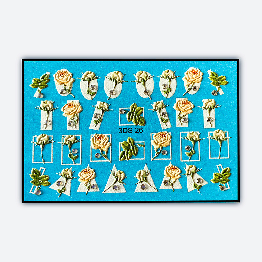 Изображение товара FREEDECOR Объемный 3D слайдер дизайн со стразами "Розовые розы", 1 шт.