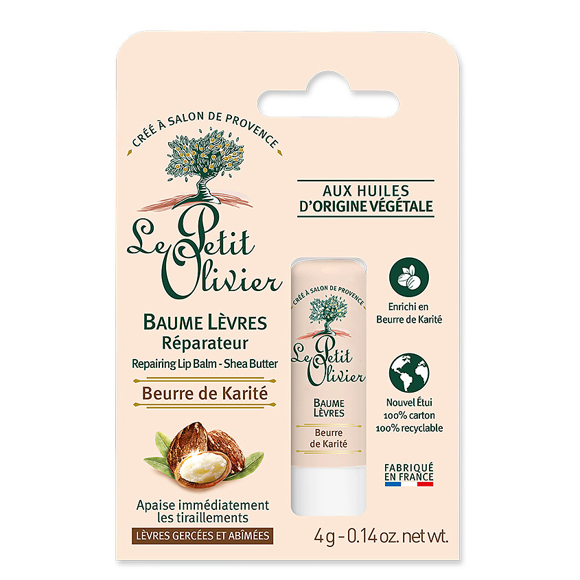 Изображение товара LE PETIT OLIVIER Бальзам для губ восстанавливающий с маслом Карите Beurre de Karite Repairing Lip Balm, 4 г