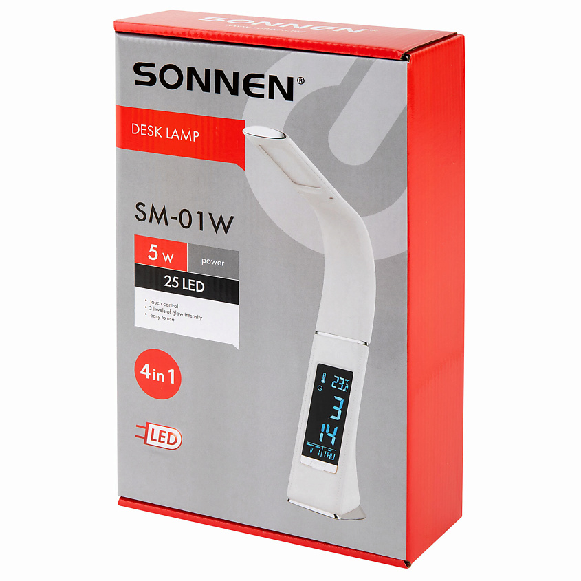 Изображение товара SONNEN Настольная лампа-светильник на подставке, LCD экран, СВЕТОДИОДНАЯ, 5Вт, 1 шт