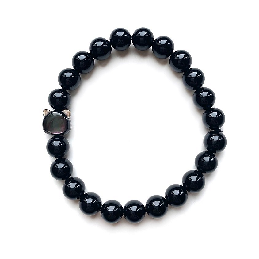 Изображение товара Браслет LAPUSH с черным агатом и бусиной котик на 16 см для женщин