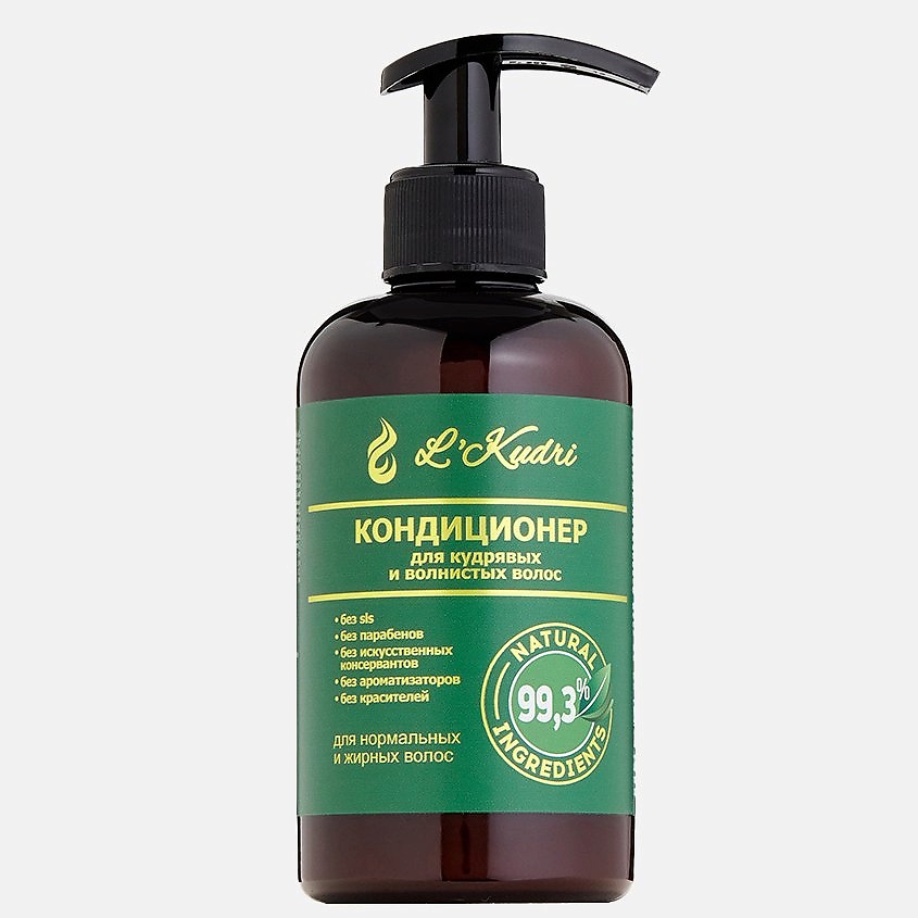 Изображение товара L'KUDRI Натуральный кондиционер для кудрявых волос, нормальных и жирных, 290 мл.