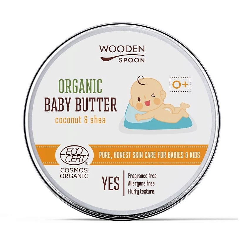Изображение товара WOODEN SPOON Масло для тела детское Кокос и масло Ши Organic Baby Butter Coconut & Shea, 100 мл