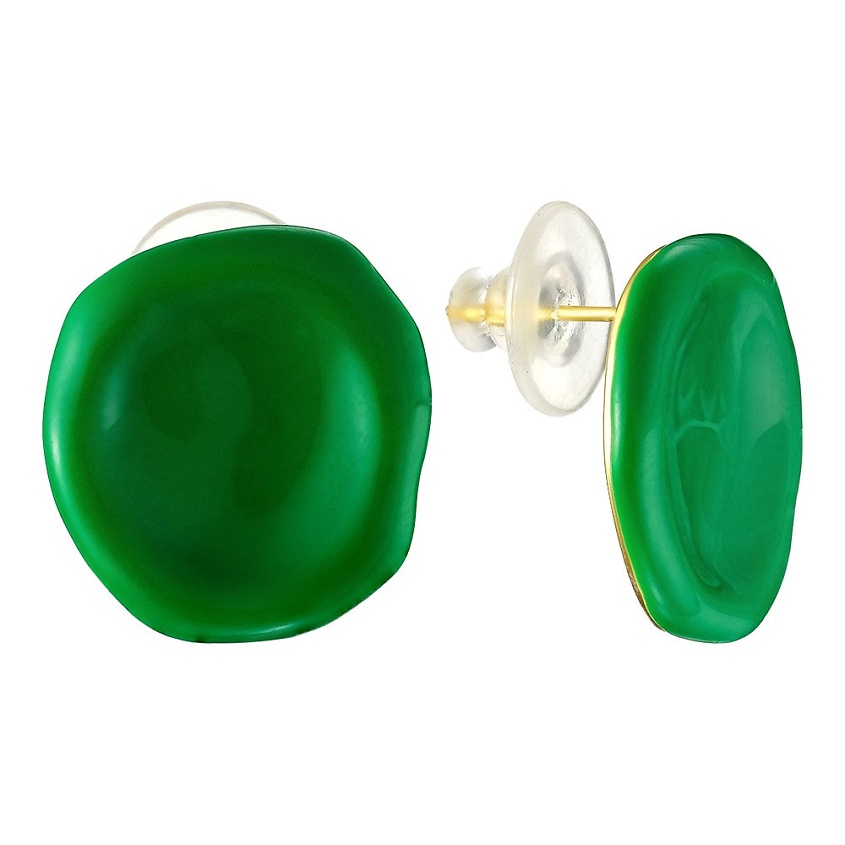 Изображение товара UVI JEWELLERY Золотистые серьги с белой эмалью, Зеленый