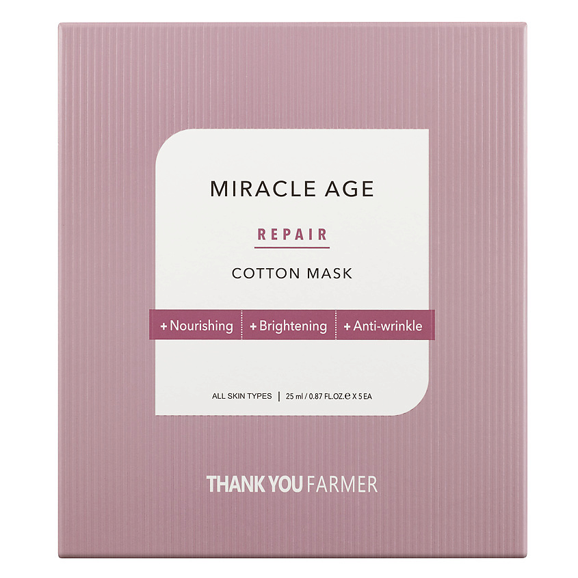 Изображение товара THANK YOU FARMER Маска для лица тканевая Miracle Age Repair Cotton Mask антивозрастная