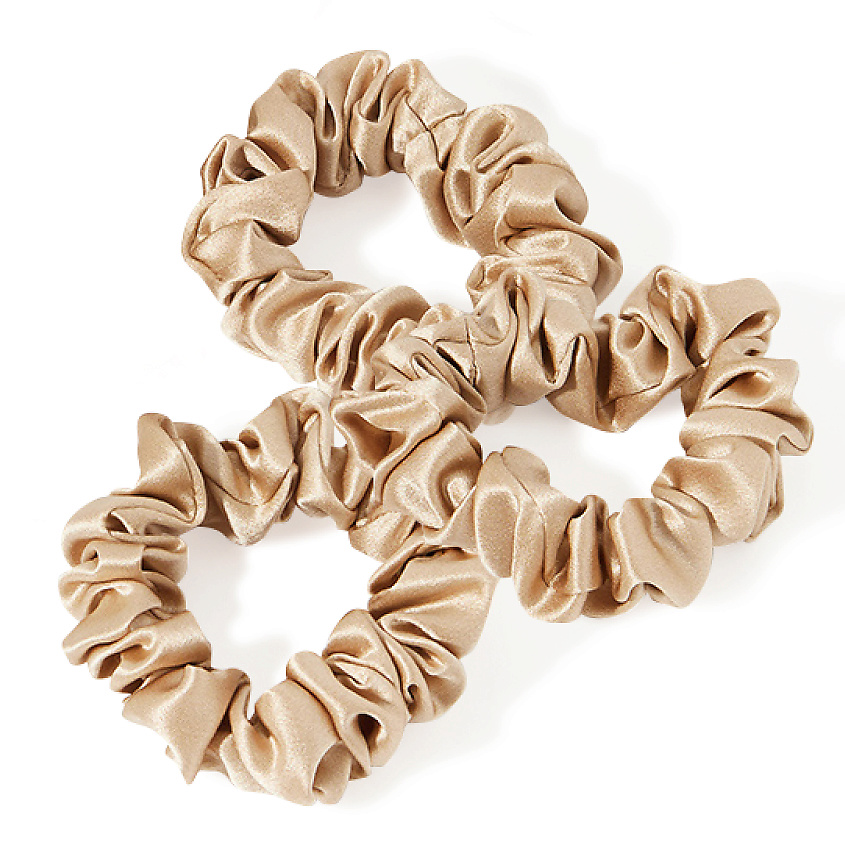 Изображение товара Шелковые резинки для волос из натурального шёлка 3 шт, средние, бежевые