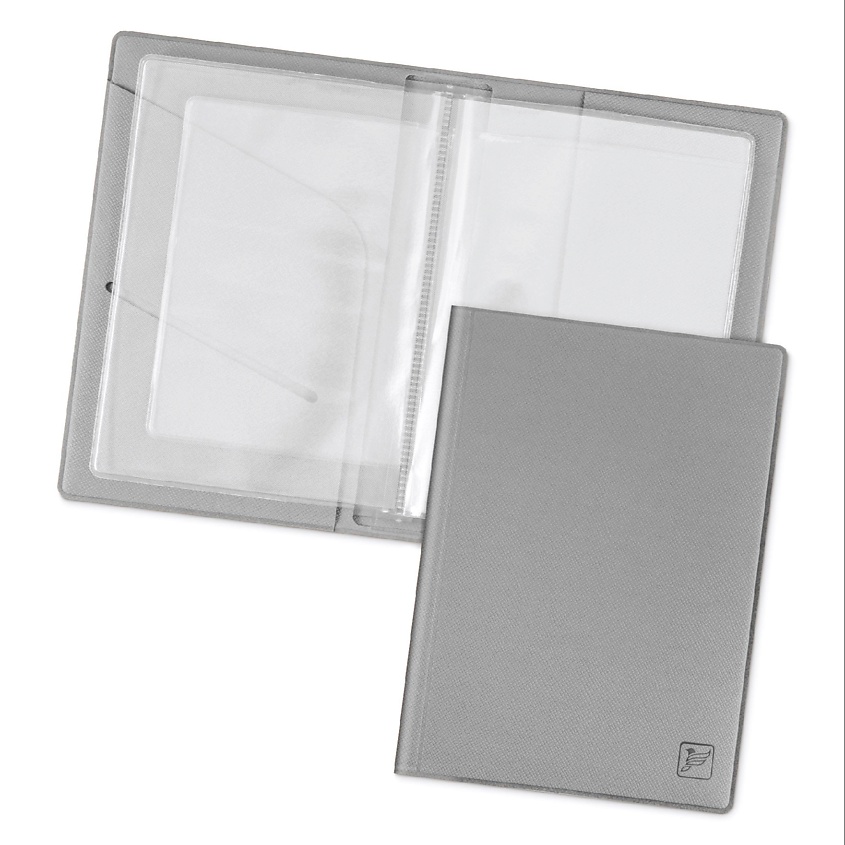Изображение товара FLEXPOCKET Обложка для автодокументов из экокожи с прозрачными вкладышами, цвет: Серый