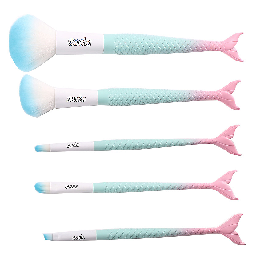 Изображение товара SODA BRUSH SET #mermaidtails НАБОР КИСТЕЙ ДЛЯ МАКИЯЖА 5 ШТ., 5 шт.