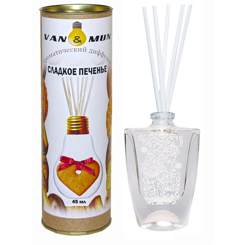 Изображение товара VAN&MUN Ароматический диффузор Сладкое печенье с палочками, 45 мл