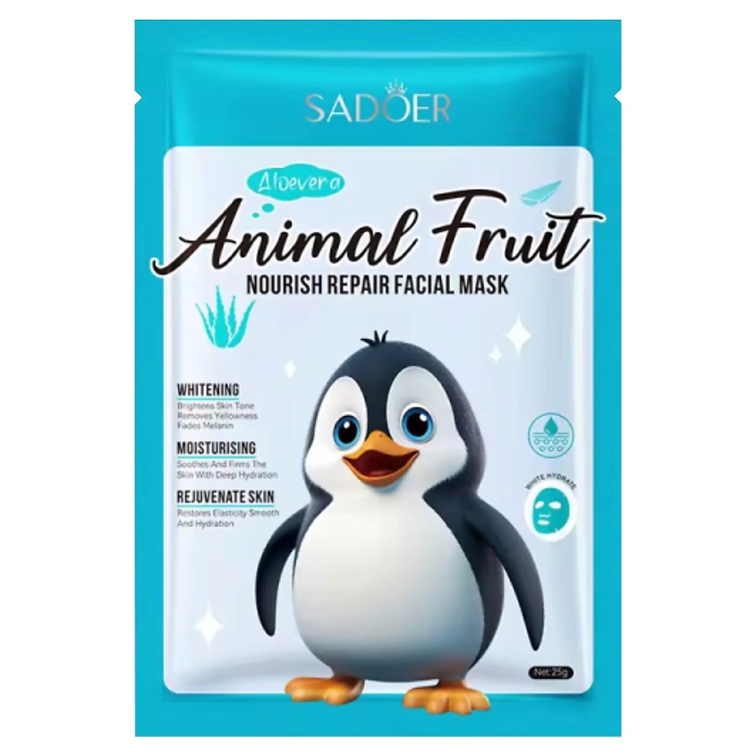 Изображение товара SADOER Маска для лица Animal Fruit восстанавливающая тканевая с экстр. алоэ, 25 гр.