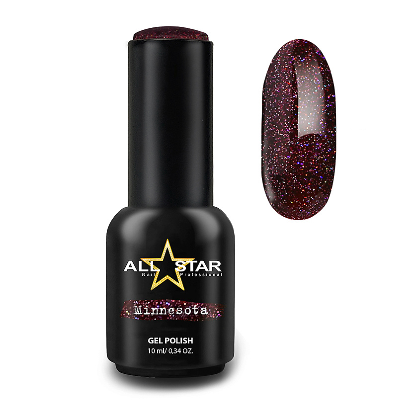 Изображение товара ALL STAR PROFESSIONAL Гель-лак для ногтей Shine, сливовый с шиммером