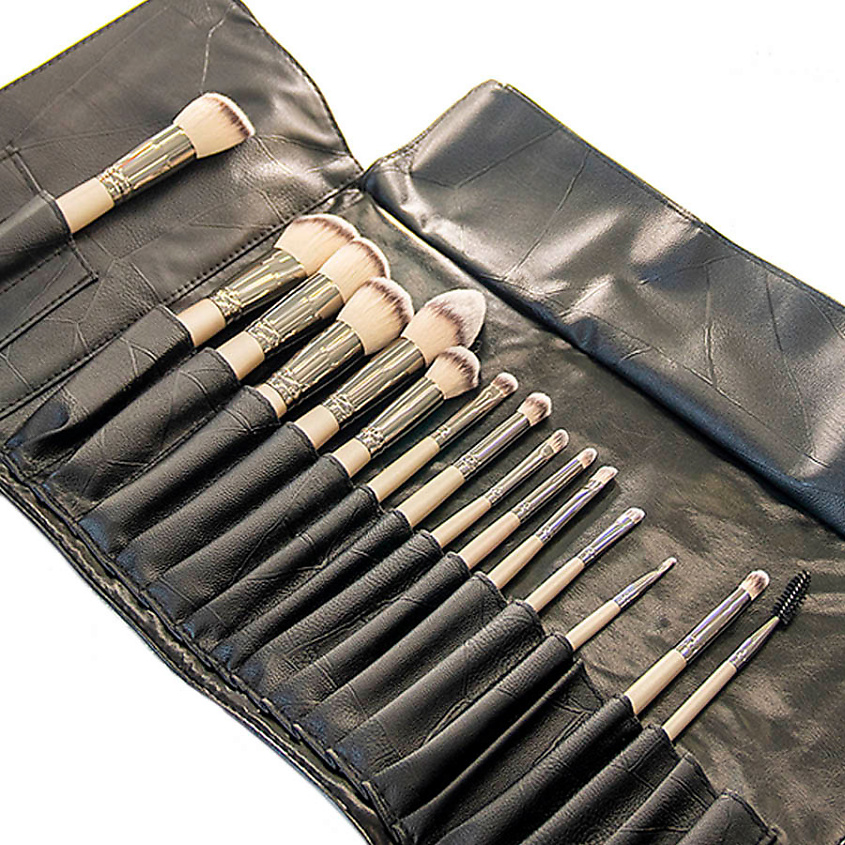 Изображение товара JOLI ANGEL Набор кистей для пудры и румян, теней, губ, бровей и ресниц, 15 шт, цвет: золотой