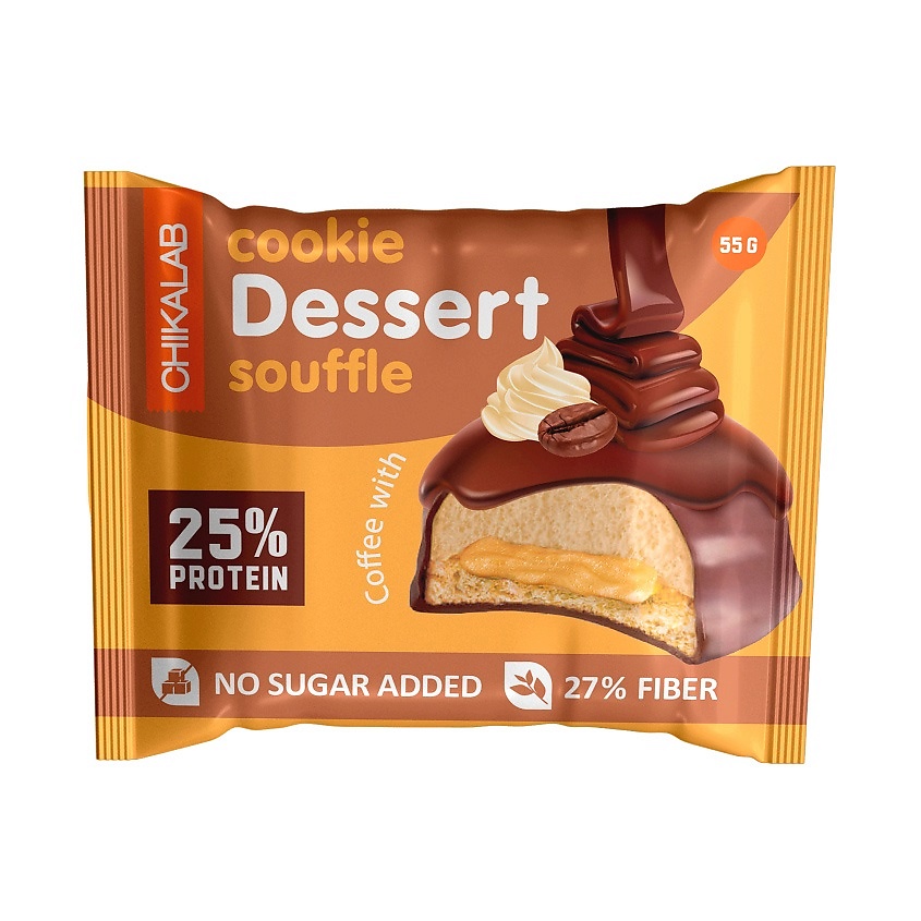 Изображение товара CHIKALAB Печенье с начинкой и суфле Кофе с маршмэллоу, 55 г