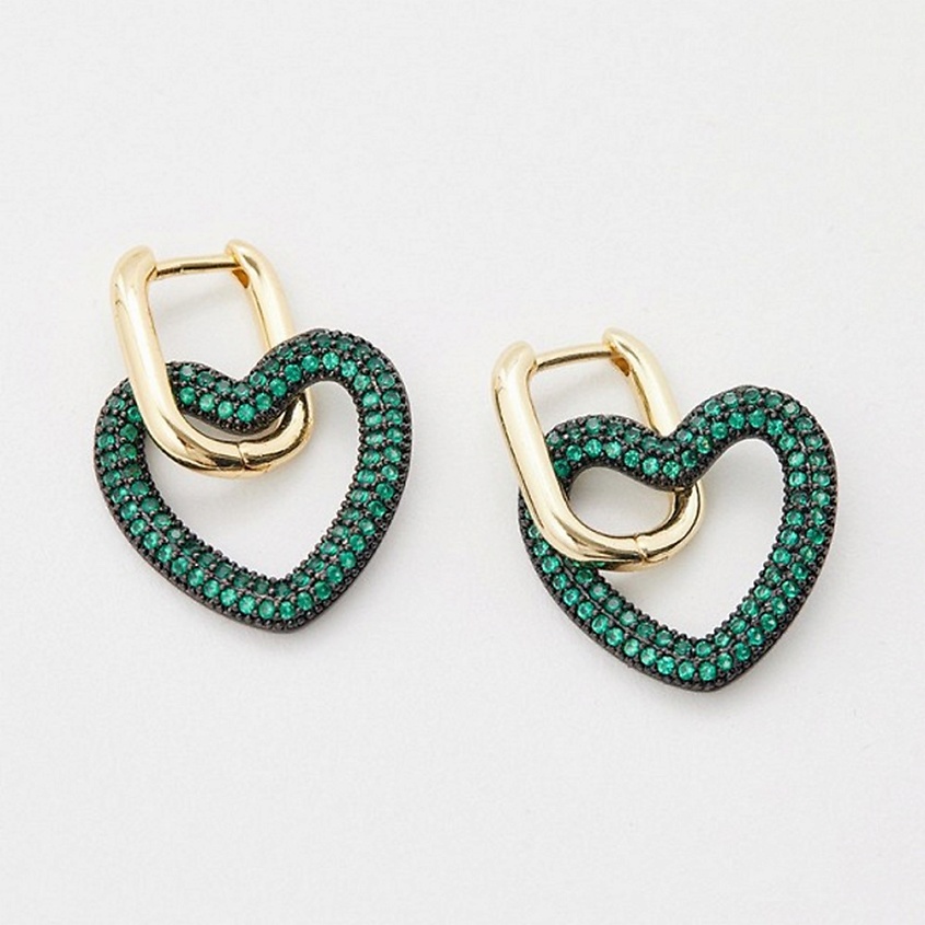 Изображение товара PABUR Серьги SUPER HEART, Зеленый