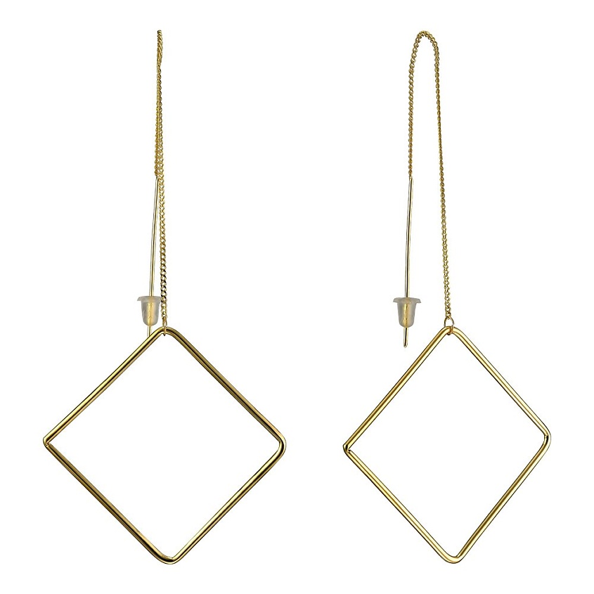 Изображение товара UVI JEWELLERY Серебристые серьги протяжки Квадраты, золотой