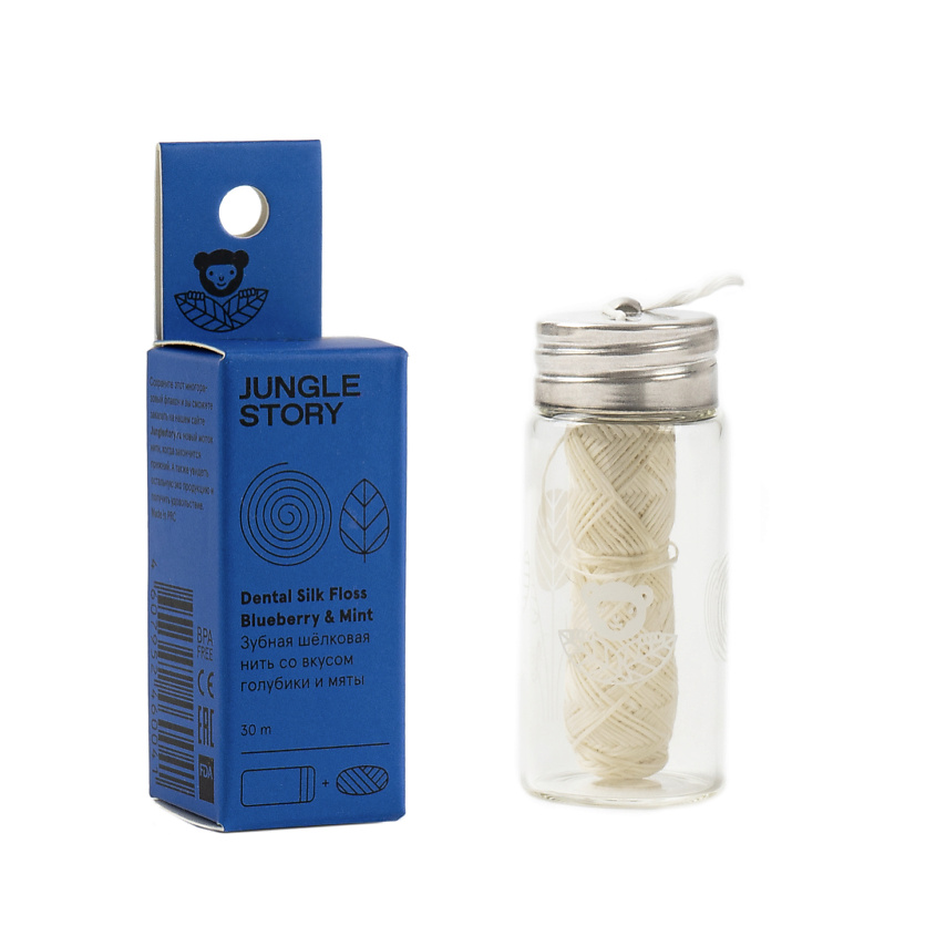 Изображение товара JUNGLE STORY Шелковая зубная нить, голубика