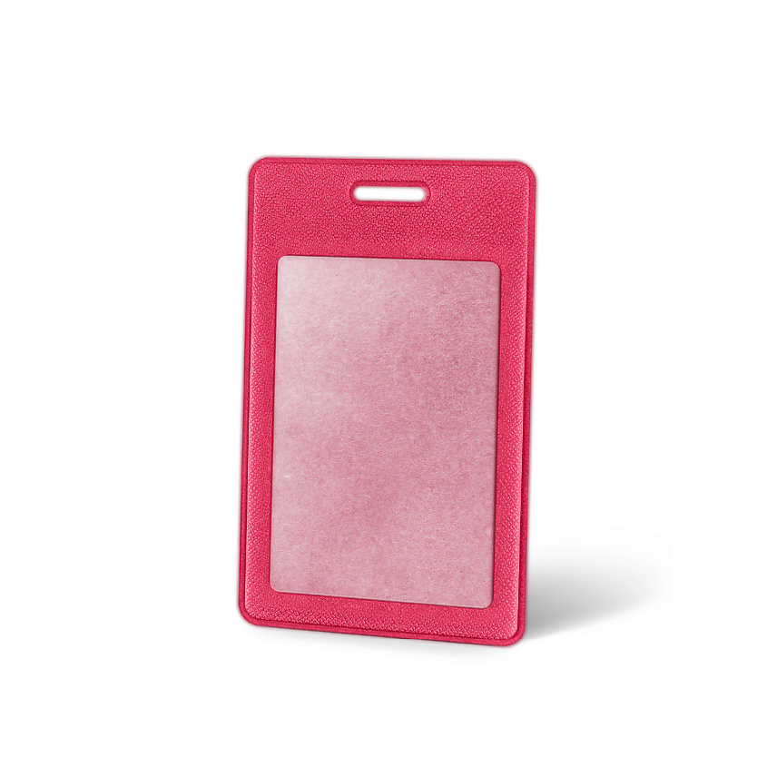 Изображение товара FLEXPOCKET Карман для пропуска и бейджа из экокожи ягодный, размер 63х104 мм