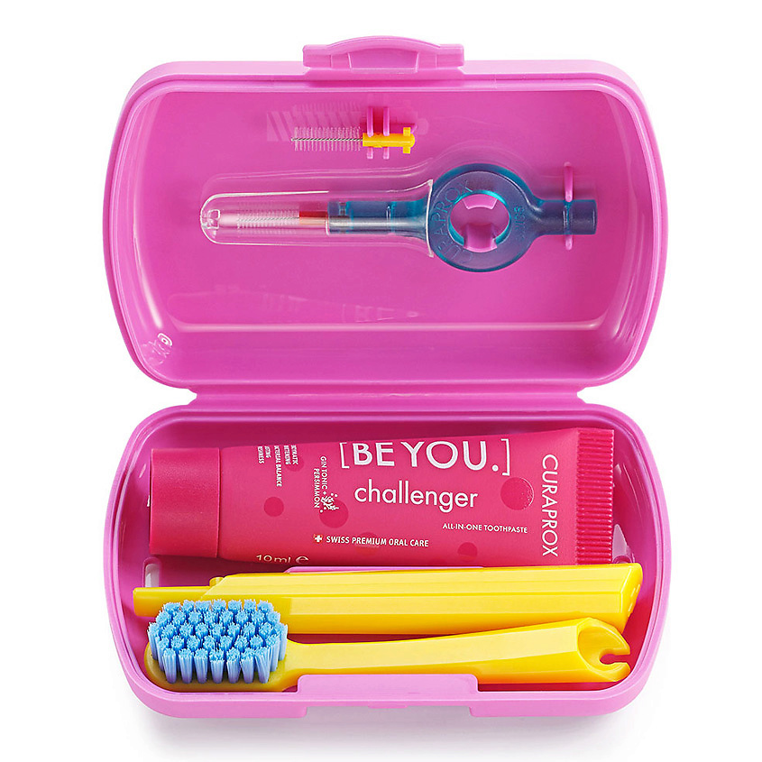 Изображение товара CURAPROX Дорожный набор BE YOU розовый бокс, 1 шт.