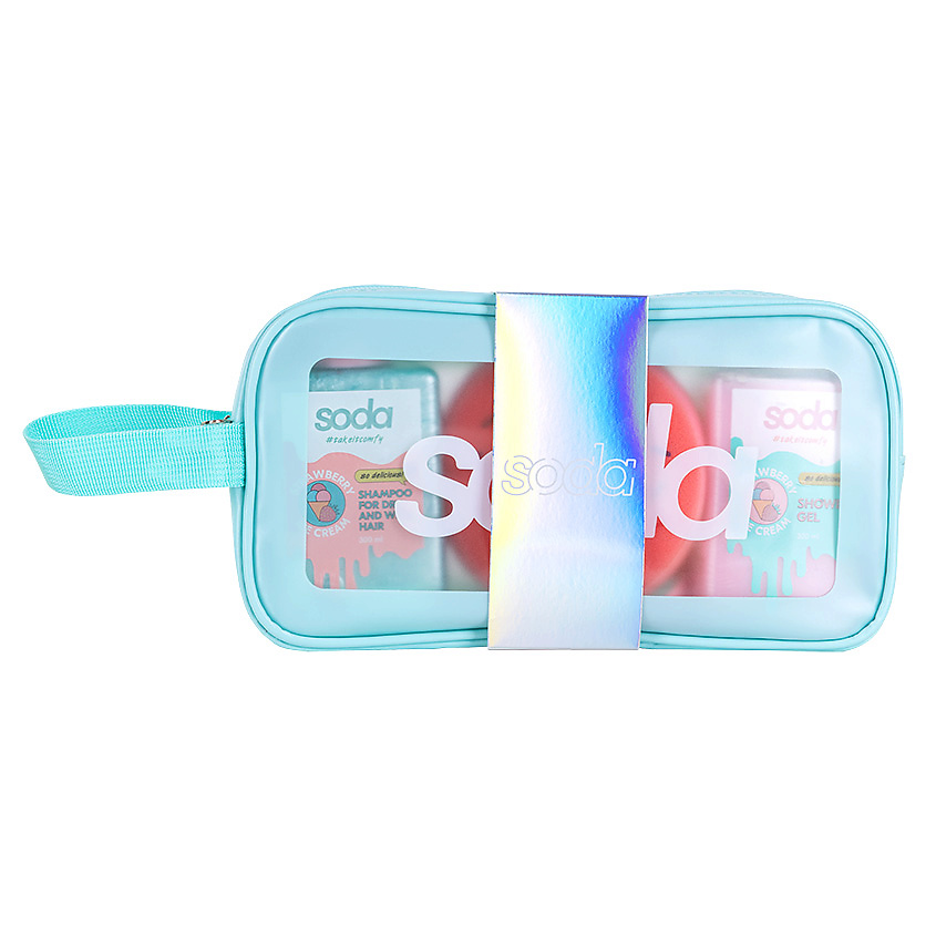 Изображение товара Набор средств для ванной и душа SODA Bubbly Dreams Strawberry Ice Cream 2х300 мл + мочалка