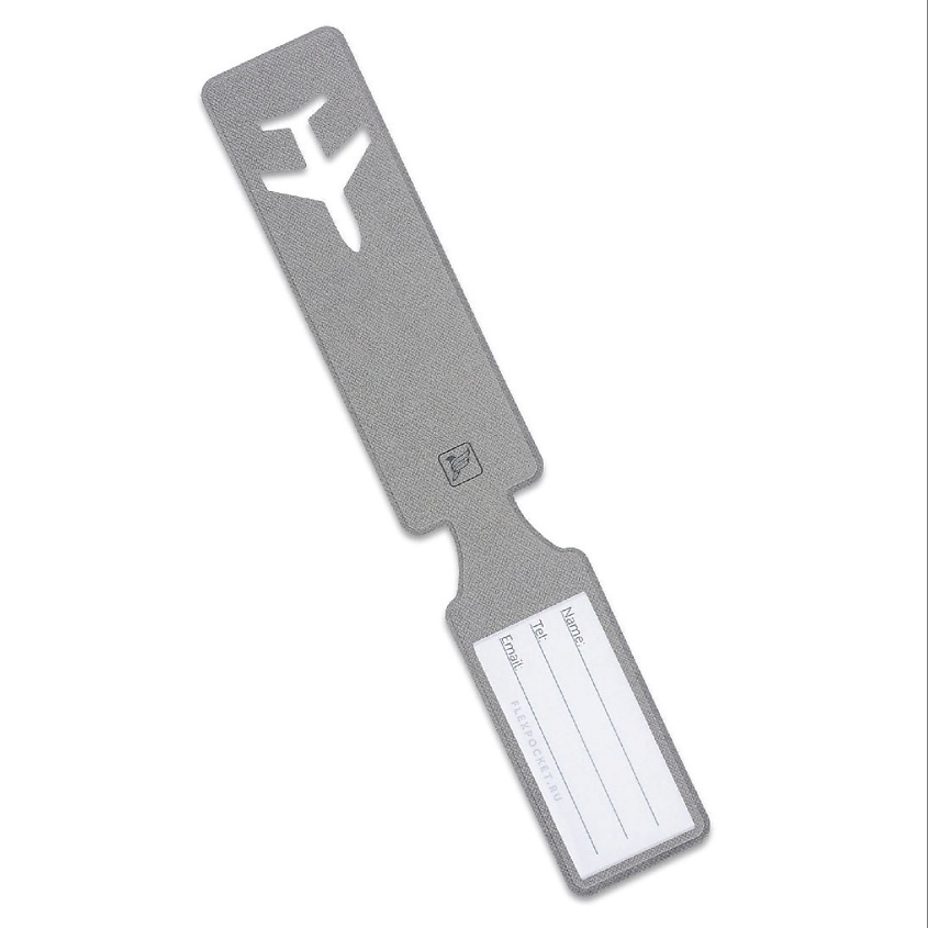 Изображение товара FLEXPOCKET Бирка багажная из экокожи на чемодан, сумку, рюкзак, цвет: Серый