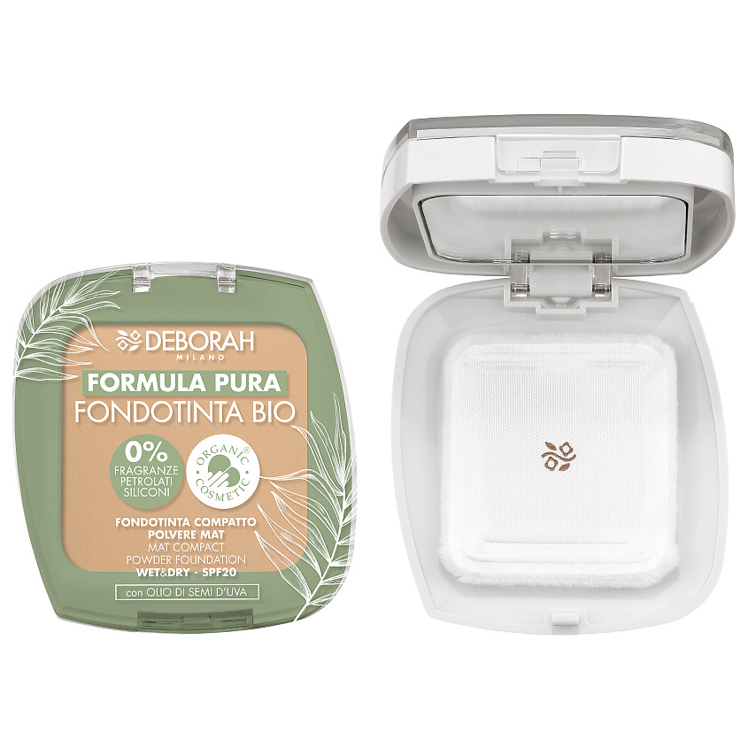 Изображение товара DEBORAH MILANO Тональная пудра-основа Formula Pura Fondotinta Bio, № 02 натуральный, 9 г