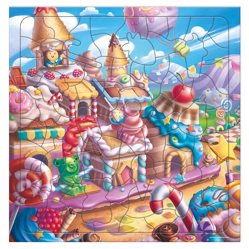 Изображение товара ГЕОДОМ Пазл фигурный на подложке Сладкий город, 1 шт.