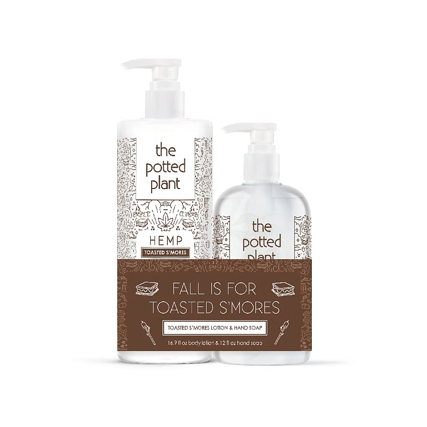 Изображение товара THE POTTED PLANT Набор питательных средств для ухода за телом Toasted S’More Duo Bundle, 500 мл + 350 мл