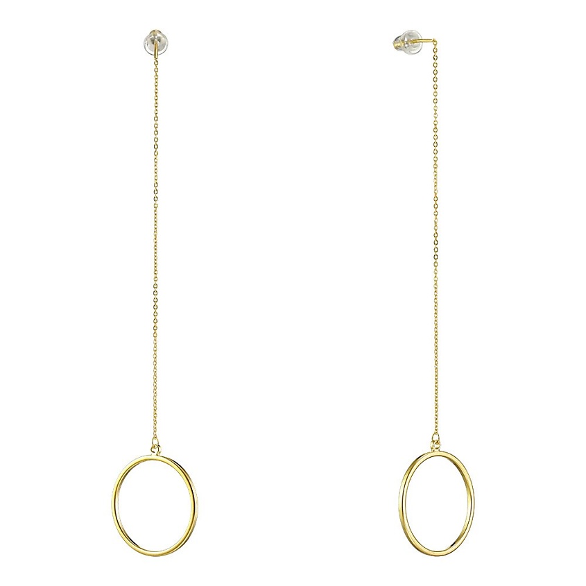 Изображение товара UVI JEWELLERY Серебристые серьги протяжки Кружочки, золотой