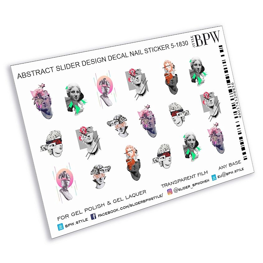 Изображение товара BPW.STYLE Слайдер-дизайн Голова Давида 1 шт. для оригинального маникюра