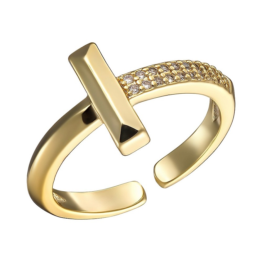 Изображение товара UVI JEWELLERY Золотистое безразмерное кольцо с прозрачными кристаллами, цвет: золотой, размер: 17