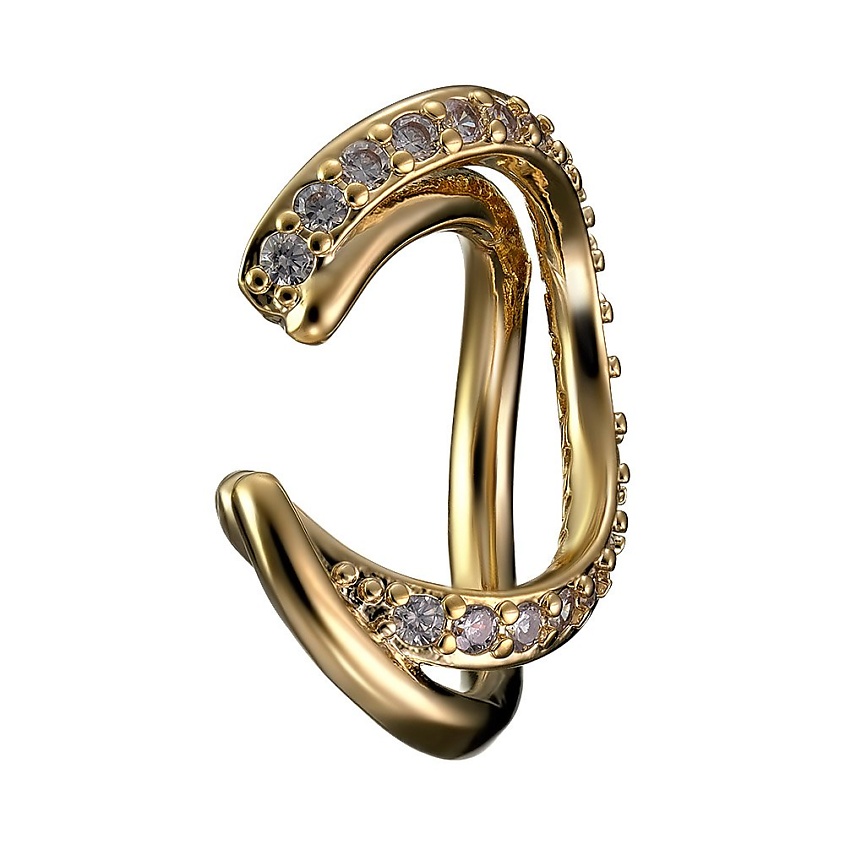 Изображение товара UVI JEWELLERY Серебристый кафф изогнутой формы с прозрачными кристаллами, золотой