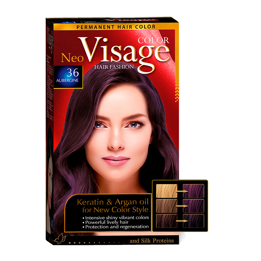 Изображение товара VISAGE COLOR HAIR FASHION Краска для волос Тёмно-пепельно русый Dark Ash Blond 12, цвет: Баклажан 36