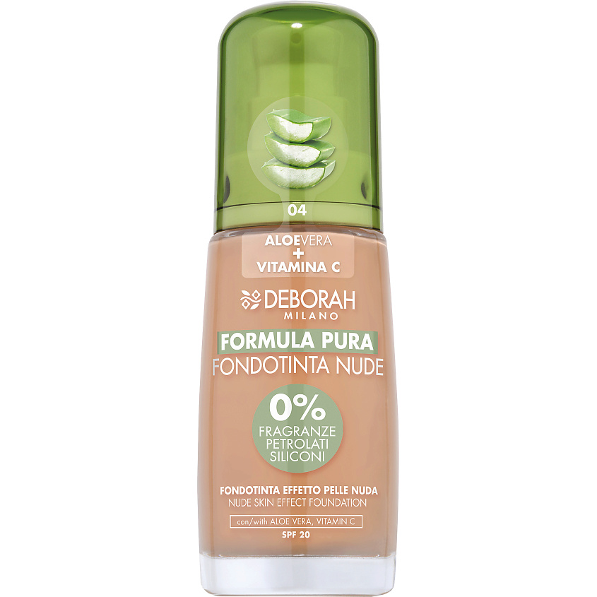 Изображение товара DEBORAH MILANO Тональная основа Formula Pura Nude Foundation, № 04 Абрикосовый, 30 мл