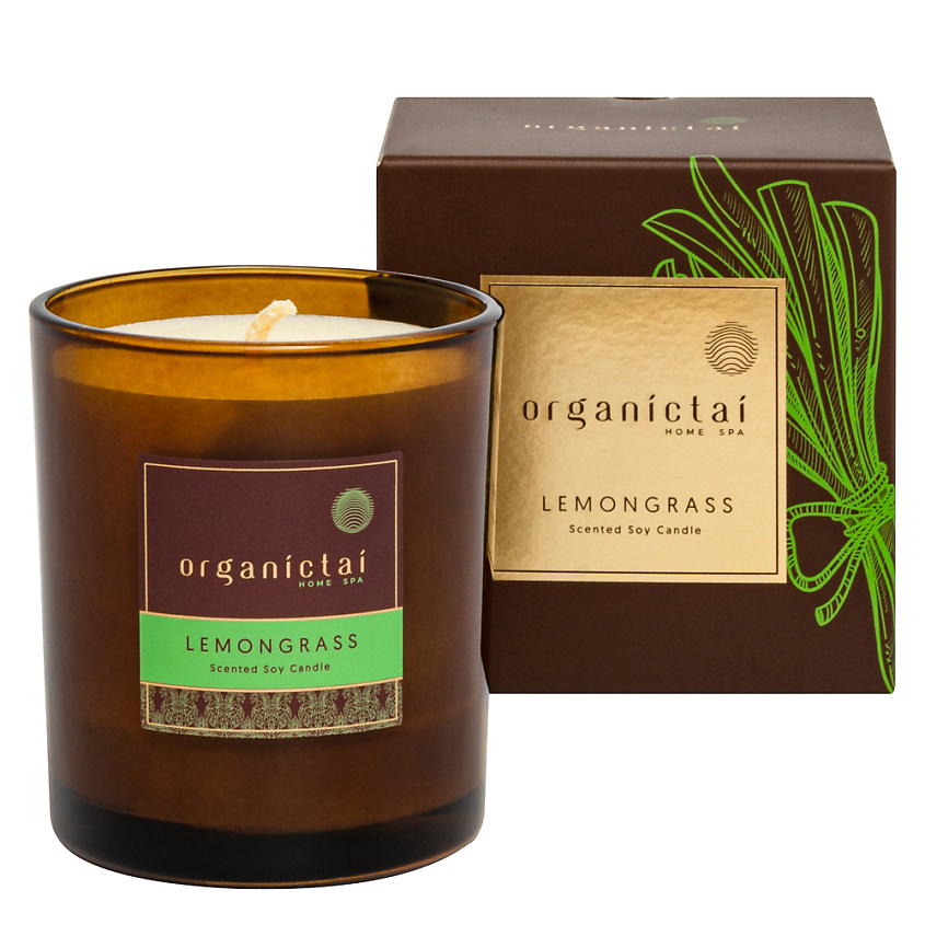 Изображение товара Ароматическая соевая свеча ORGANICTAI ЛЕМОНГРАСС 180 мл для СПА и массажа