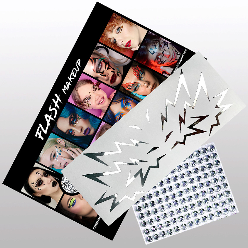 Изображение товара Набор виниловых наклеек для макияжа лица и тела серебро F0502