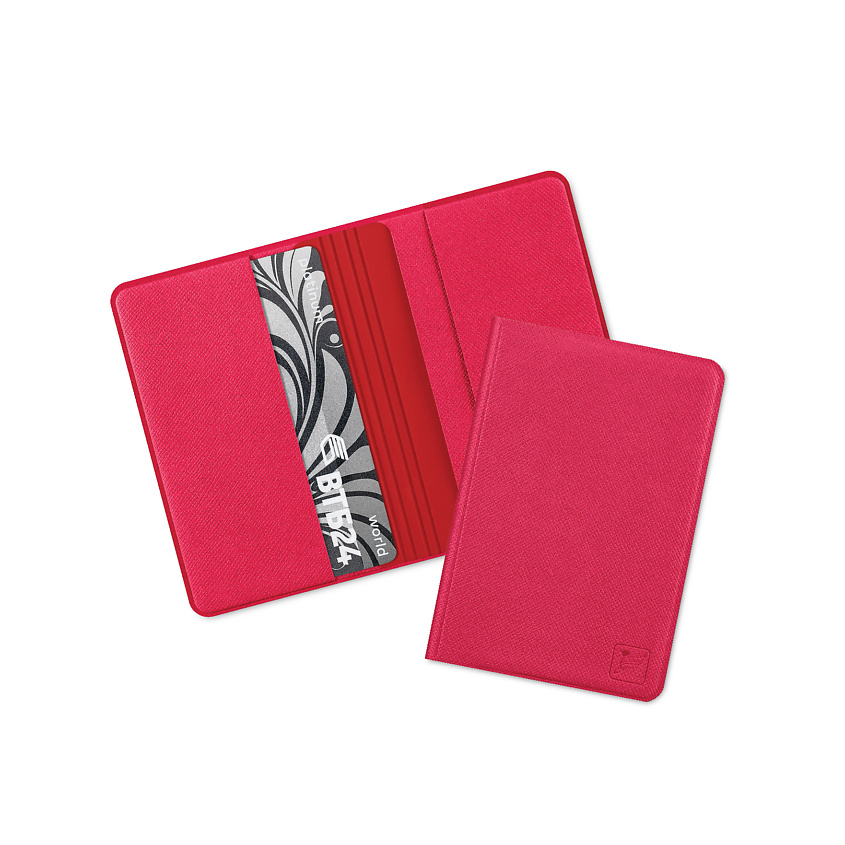 Изображение товара FLEXPOCKET Чехол из экокожи на 4 пластиковые карты с их защитой от списания, цвет: Ягодный