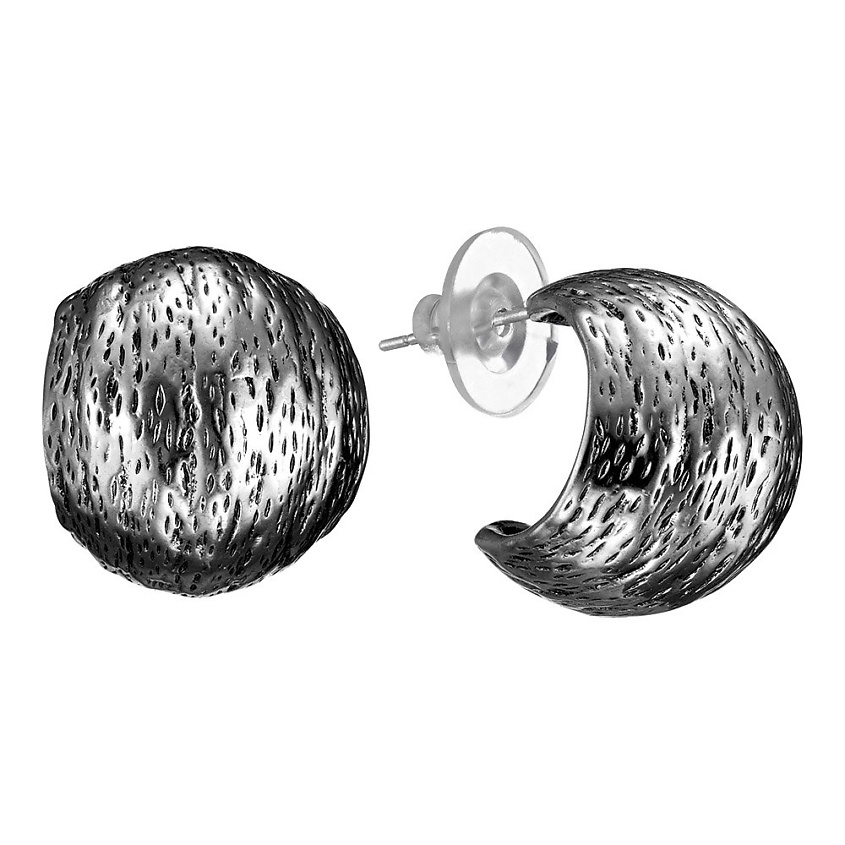 Изображение товара UVI JEWELLERY Объемные серьги полуконго золотистые с чернением, Черный