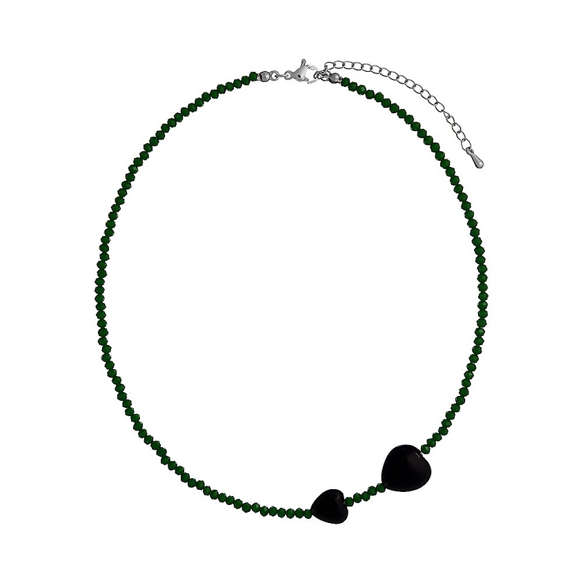Изображение товара UVI JEWELLERY Колье Сердца с черными кристаллами, Зеленый