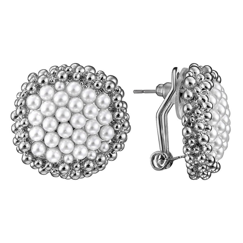 Изображение товара UVI JEWELLERY Серебристые серьги с микрожемчугом, Серебряный