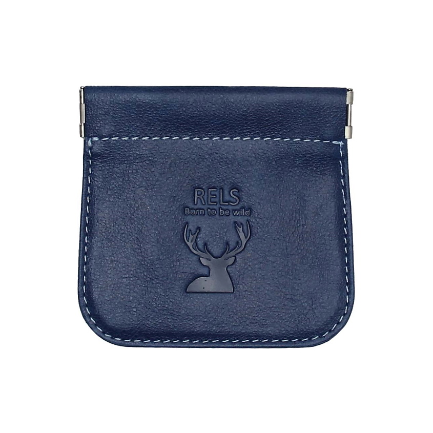 Изображение товара Монетница RELS Kidd Wild из натуральной кожи с металлическим фиксатором, синий