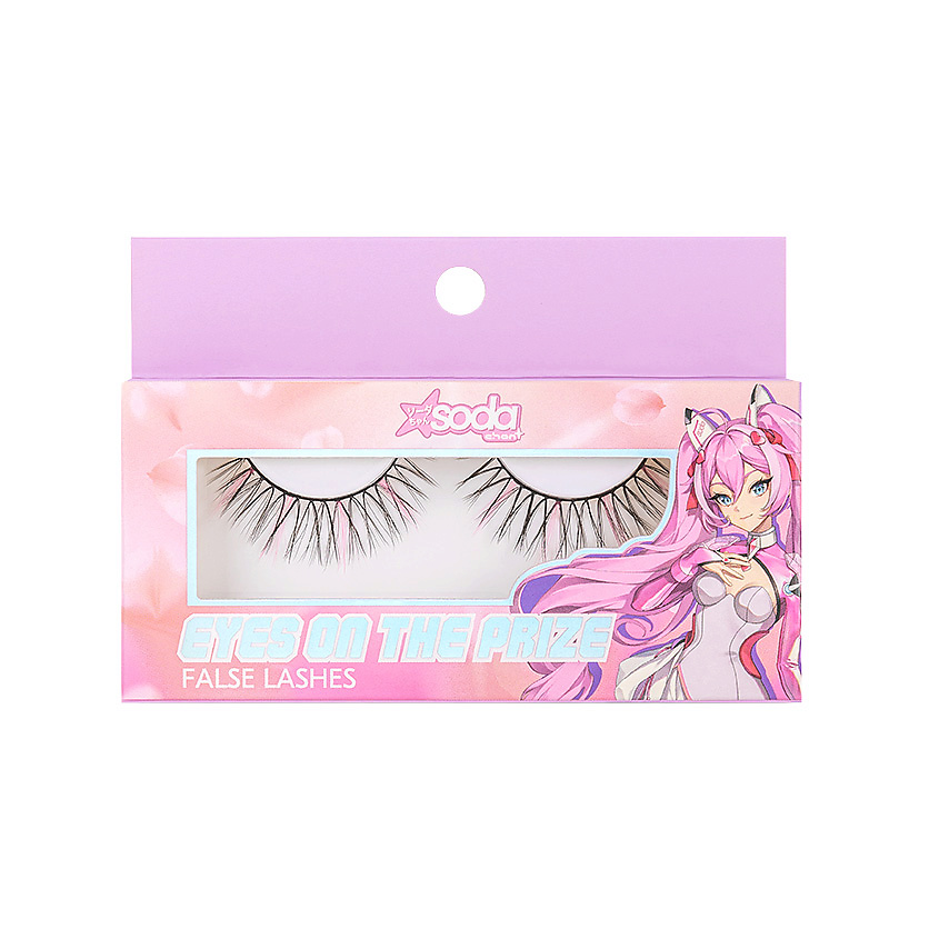 Изображение товара SODA Chan Накладные ресницы с розовыми вставками Eyes On The Prize #softdivalution, 1 шт.