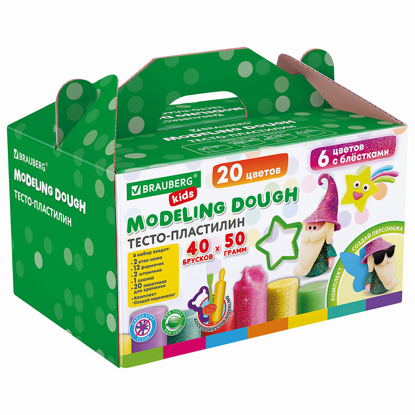 Изображение товара Набор пластилина BRAUBERG KIDS, 40 шт для лепки развитие моторики и творчества