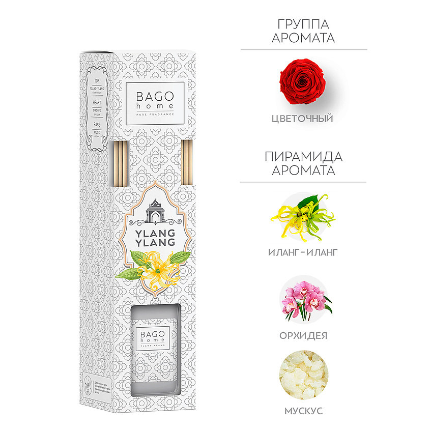 Изображение товара BAGO HOME Ароматический диффузор Иланг-иланг, 75 мл