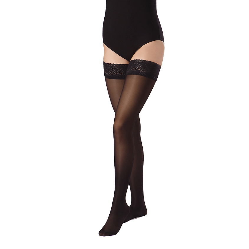 Изображение товара B.WELL Чулки компрессионные прозрачные JW-222 черные, размер 3