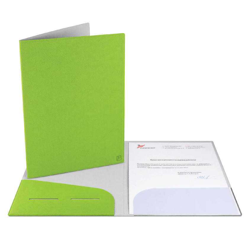 Изображение товара Классическая папка из экокожи для документов FLEXPOCKET Зеленая